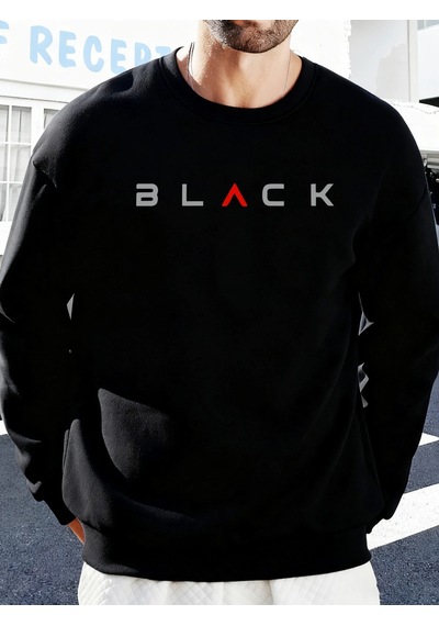 Startmore Tarzsokak Siyah Harfli Yaratıcı Baskı Erkek Temel Giyim Bol Sweatshirt Spor Sokak Stili Kazak Rahat Yum Siyah