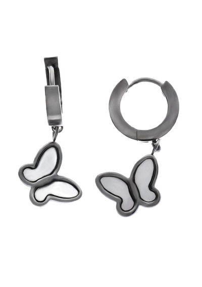 Kadın Kelebek Model Silver Renk Çelik Küpe