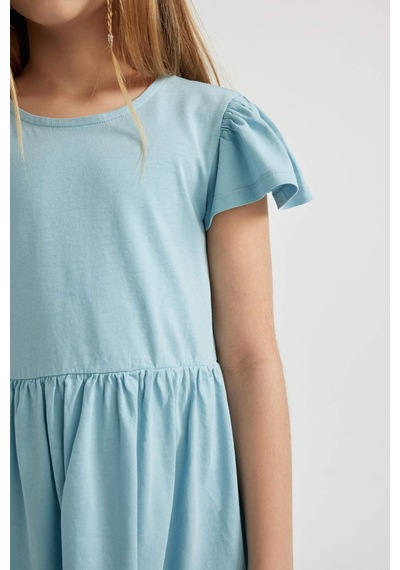 Defacto Kız Çocuk Kısa Kollu Penye Elbise C0990A824SMBE526 Mavi