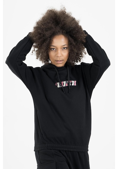 Maraton Sportswear Comfort Kadın Kapşonlu Uzun Kol Basic Siyah Sweatshirt 22973-siyah Siyah