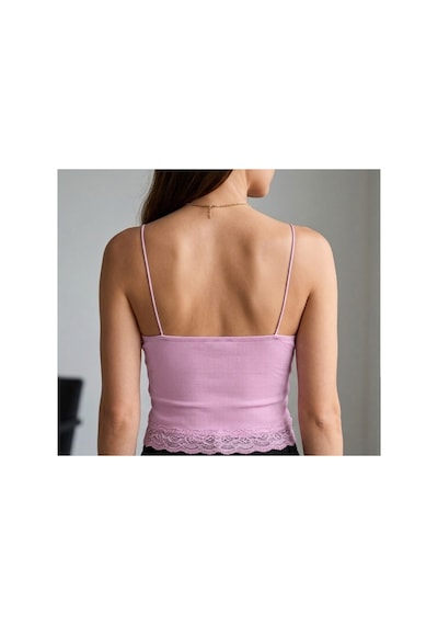 Panivue Kaşkorse Dantel Detaylı Dolgulu Pedli Crop Büstiyer Pudra Pembe