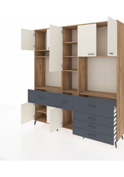 Hyperion Dolap 10 Raflı 6 Çekmeceli 8 Kapaklı 220x44x243 Çam-aytaşı/antrasit Aytası/antrasıt Hyperion Dolap 10 Raflı 6 Çekmeceli 8 Kapaklı 220x44x243 Çam-aytaşı/antrasit Aytası/antrasıt