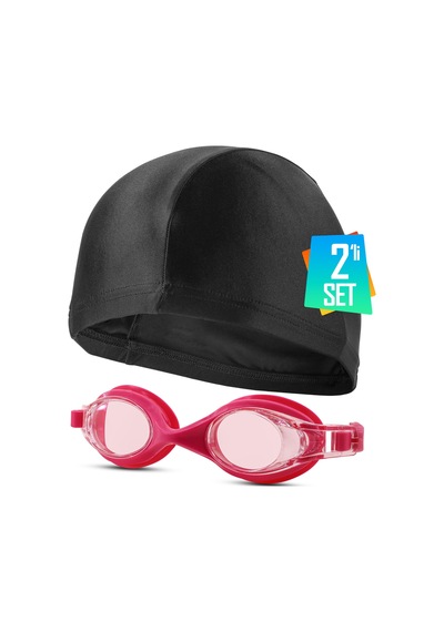 2li Set Boneli Çocuk Yüzücü Gözlüğü Kids Plus Su Geçirmez Yüzme Havuz Deniz Gözlük Pembe 1115 Pembe