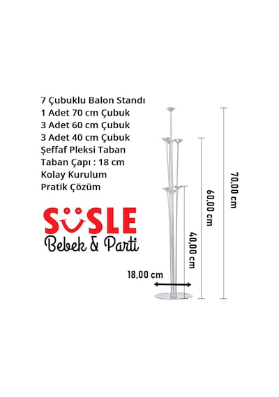 Balon Standlı. 7 Adet - Kız Mı & Erkek Mi Balon