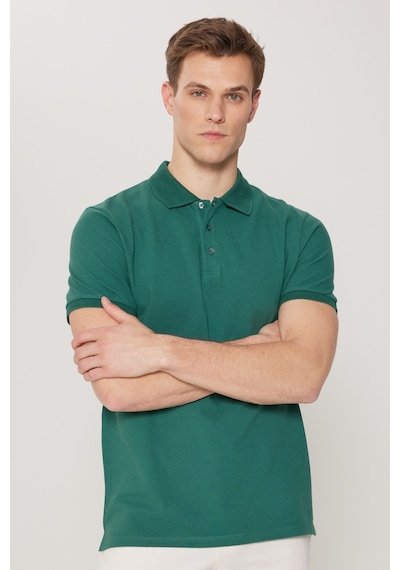 Ac&Co / Altınyıldız Classics Erkek Koyu Yeşil Slim Fit Dar Kesim Polo Yaka Kısa Kollu Tişört 4A4820200001Kyls Yeşil