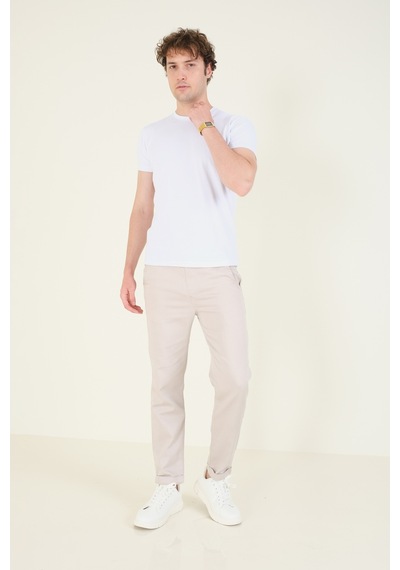 Giyim Dünyası Erkek Sıfır Yaka Basic T-shirt Beyaz 001