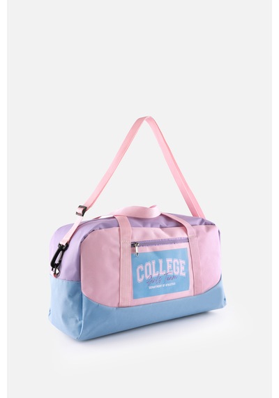 İcone Bag Baskılı Spor Çanta, Cepli Spor Çanta, Fermuarlı Detaylı Çocuk Spor Çanta, Mor - Pembe