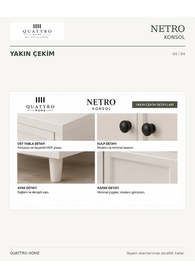 Netro Konsol Beyaz Kapaklı