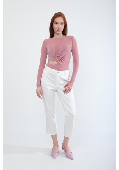 Kadın Likralı Esnek Slim Fit Pantolon Beyaz