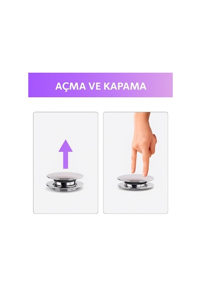 Pop-up Lavabo Sifon Seti Körüklü Tahliye Ve Adaptör Conta Dahil, Kolay Montaj Ve Standart Uyu