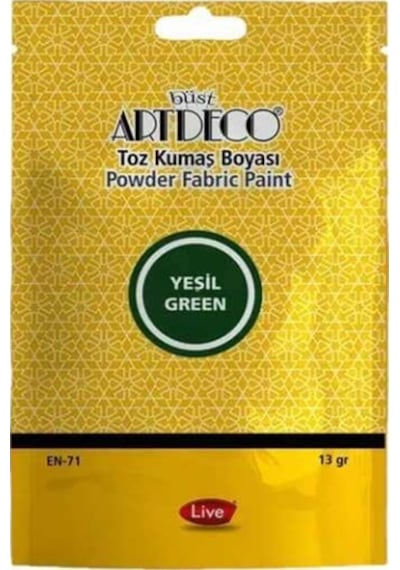 Artdeco Toz Kumaş Boyası 13gr Yeşil 2 Adet Ve 1 Adet Sabitleyici Yeşil