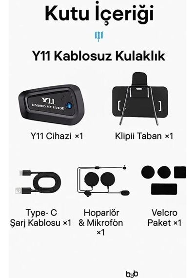 Y11 Bluetooth Kulaklık Mikrofonlu Motosiklet Kulaklığı İntercom Bt 5.3 87755437