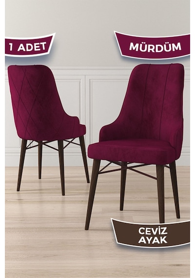 Canisa Concept Neta Serisi, 1.sınıf Babyface Kumaş Mürdüm Sandalye, Ceviz Gürgen Ayak Sandalye Mürdüm Ayakları Ceviz