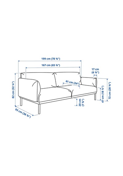 Ikea Açık Mavi Modern Kanepe - 2'li Kanepe