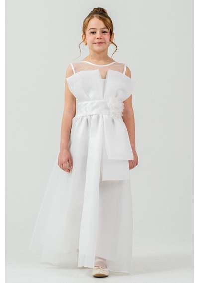 Mnk Baby & Kids Kız Çocuk Organze Tül Çiçek Ve Fiyonk Detaylı Gipe Sırtlı Prenses Abiye Elbise M00800 Beyaz Mnk Baby & Kids Kız Çocuk Organze Tül Çiçek Ve Fiyonk Detaylı Gipe Sırtlı Prenses Abiye Elbise M00800 Beyaz