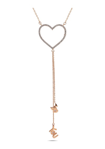 Kuyumcudukkani Zincirli"ı Love You Sallantılı"kolye-37221-r-w Rose Gold