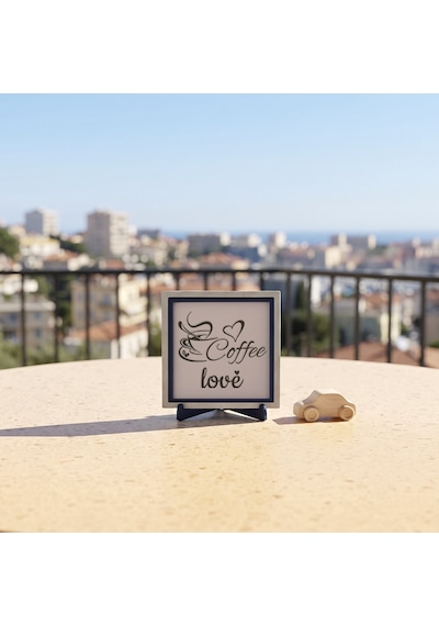 Minimalist Kahve Figürlü Modern Dekoratif Obje, Kahve Köşenize Asalet Katan Tasarım 10x10 Cm