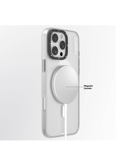 Apple Uyumlu iPhone 16 Pro Max Uyumlu Kılıf Magsafe Şarj Özellikli Youngkit Hidden Sand Serisi Kapak Beyaz