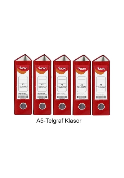 Telgraf Klasör Kırmızı Geniş A5 Plastik 5 Adet