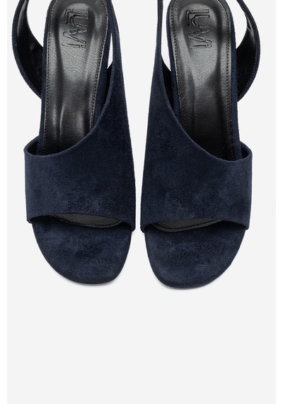 Luvi Shoes Zyra Lacivert Süet Kadın Dolgu Topuklu Ayakkabı