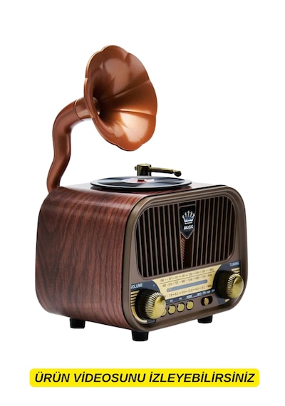 Dexxony Md-1319 Nostaljik Radyo Gramofon Bluetooth Hoparlör Ahşap Tasarım
