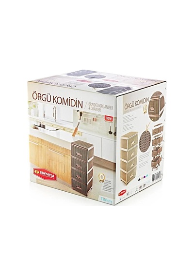 Omnipazar Sy-4553 Örgü Desen Plastik Komidin Mutfak Sebzelik 4 Katlı Krem