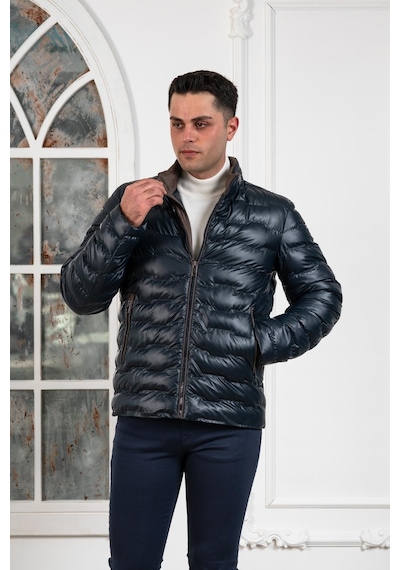 Regular Fit Dik Yaka Astarlı Kapitone Erkek Mont 001