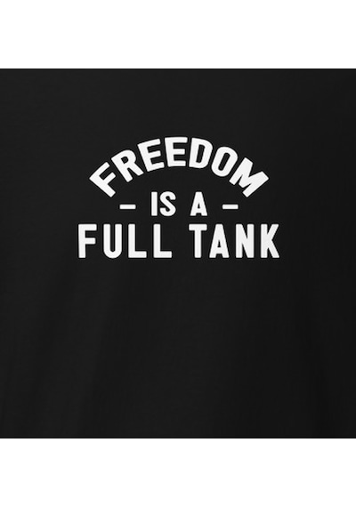 Wildstyle Freedom Is A Full Tank Motosiklet Özgürlük Vintage Baskılı Unisex Bisiklet Yaka Pamuklu Tişört - Siy