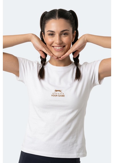 Slazenger Kosta Kadın Baskılı Ekru Tişört