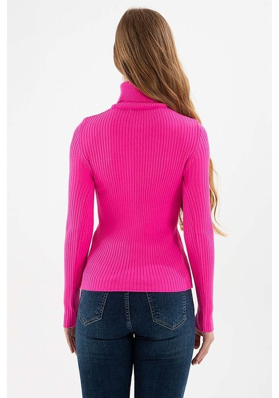 Fashion Friends Kadın Fitilli Balıkçı Yaka Kazak 23k0288k1 Fuşya