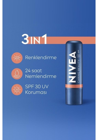 Nivea 3'ü 1 Arada Nemlendirici Dudak Bakım Kremi Nude 4.8 G