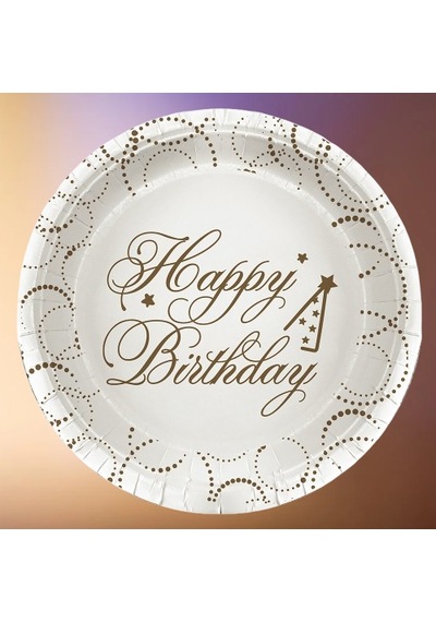Tabak Elegant Happy Birth.beyaz Noktalı 23cm 6lı