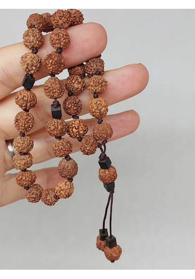 Rudraksha Tohum Düğümlü 33lük Tesbih 1758 Kahverengi