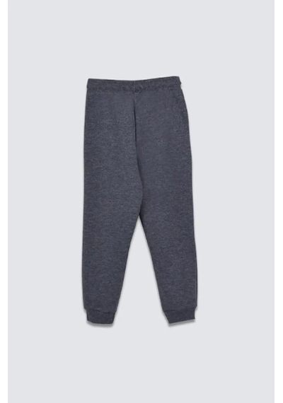 Bunny Hopp 2 Iplik Şardonlu Düz Renk Beli Bağcıklı Cepli Unisex Çocuk Eşofman Altı Gri