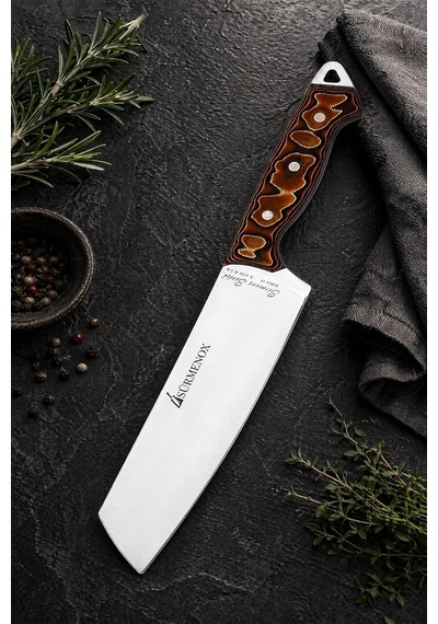 Sürmene Serisi Santoku Mutfak Şef Bıçağı Kahve Verzalit Sap Et Ekmek Sebze Salata Şef Bıçak Hds-130 Çok Renkli
