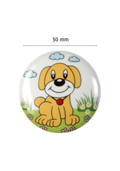 Porselen Köpek Desenli Çocuk Odası Mobilya Kulpu Seramik Çekmece Dolap Düğmesi 50 MM Büyük Boy Çok Renkli