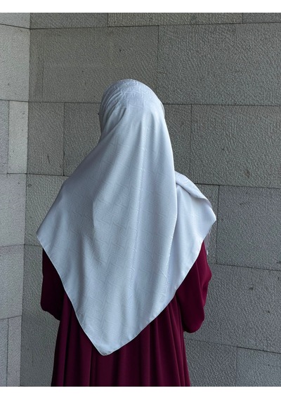 Qalortex Scarf Premium Jakarlı Sare Büyük Boy Eşarp -gümüş