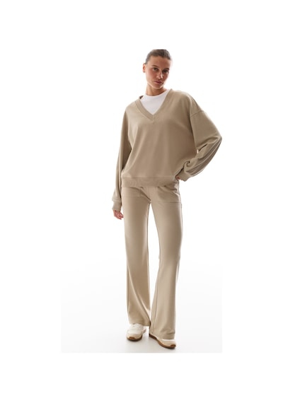 Penti Bej Ribana Detaylı İspanyol Paça Flare Eşofman Altı