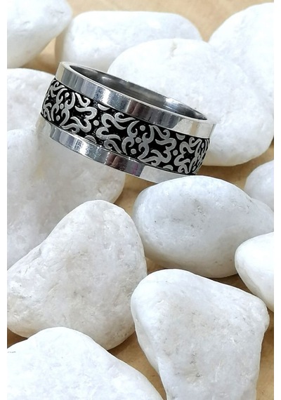 Omar Silver Yeni Tasarım Gümüş Parcalı Desenli Unisex 925 Ayar Gü
