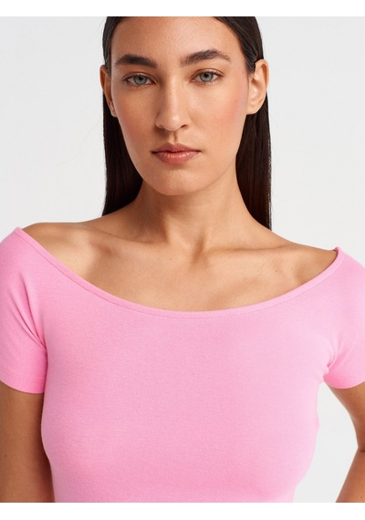 Dilvin 31922 Kısa Kollu T-shirt-pembe Pembe