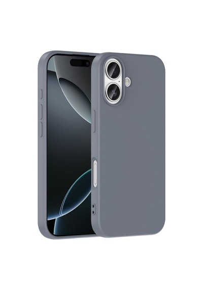 İphone 17 Uyumlu Gri Kadife İç Yüzeyli Silikon Telefon Kılıfı