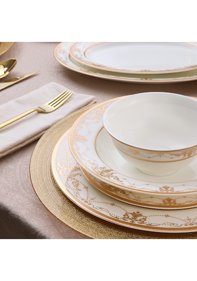 Evaliza Infinity Gold 60 Parça 12 Kişilik Yemek Takımı Renkli