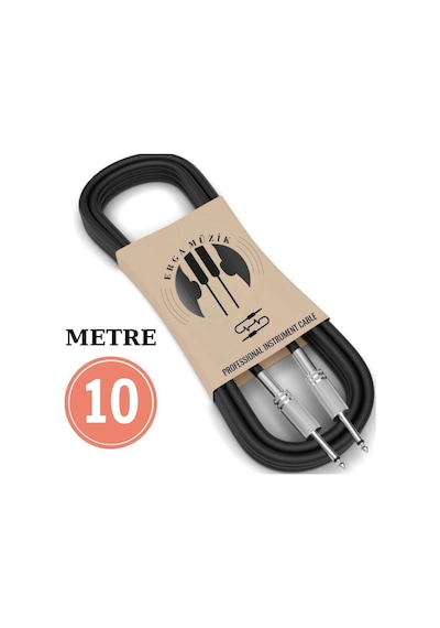 Gitar Jack Kablosu 10m/32,8ft - Elektro Akustik Bas Bağlama Keman Kemençe Amfi&mixer Uyumlu Jack Kablosu