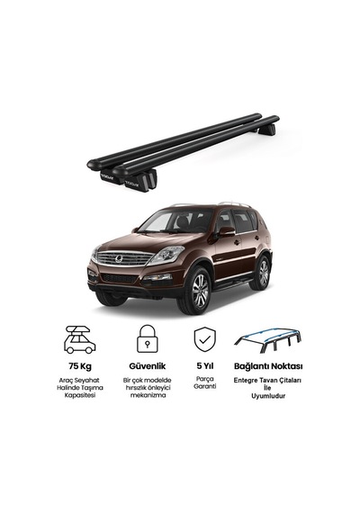 Pençe Ssangyong Rexton Y290 2012-2017 Uyumlu Siyah Ara Atkı Port Bagaj Tavan Barı