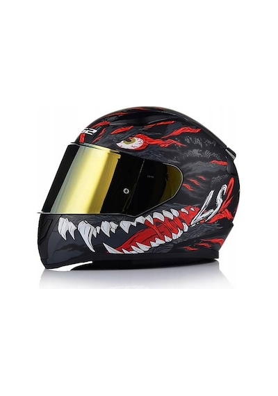 Ls2 Rapıd 2 Kaıju Mat Siyah-kırmızı Fullface Motosiklet Kaskı Gold Camlı Sıyah-Kırmızı