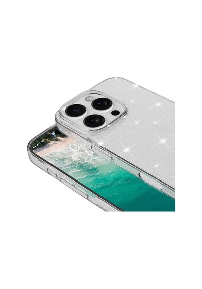Zore İphone 16 Pro İle Uyumlu Parlayan Simli Redos Kapak Şeffaf