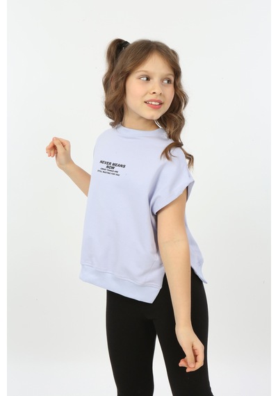 Toontoy Kids Toontoy Kız Çocuk Never Means Now Baskılı Tişört Mavi