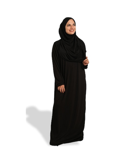 Hürrem Bone 2 Parça Namaz Elbisesi Viskon Düz 2504 01 Siyah