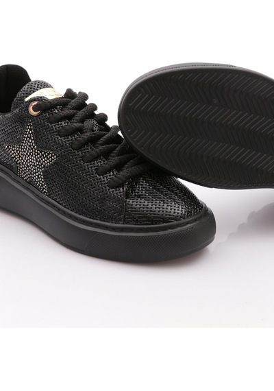 Dgn B1004 Kadin Silver Taşli Baskili Sneakers Ayakkabi Siyah Siyah