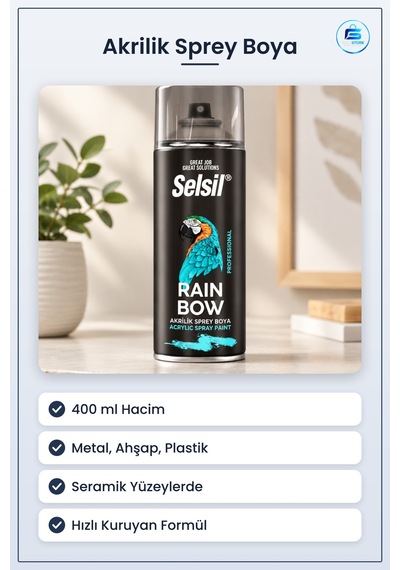 Akrilik Sprey Boya 400 Ml Metal Ahşap Plastik Seramik Yüzey İçin Siyah